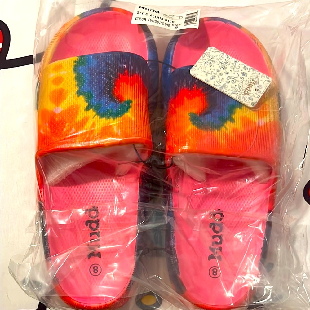 Mudd Red and Orange Tie-Dye Sandals